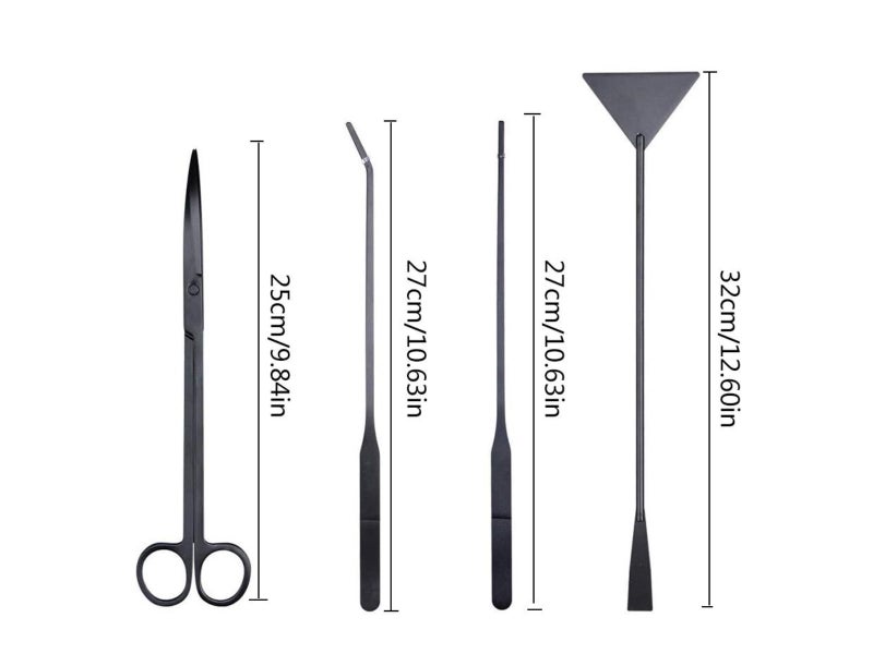 Aquascape Tools Kits, 4 in 1 Anti-Rust Stainless Steel Aquatic Plant Tool Black Carousel 10