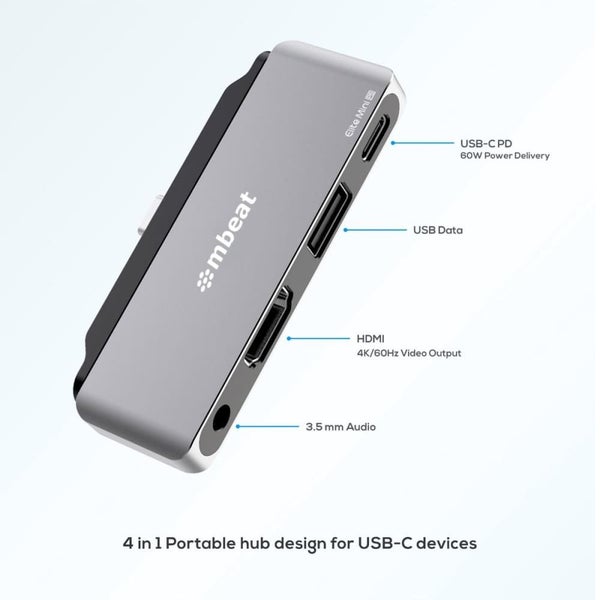 Mbeat Elite Mini 4-in-1 Usb-c Mobile Hub for Ipad Pro, Usb-c Tablet and Laptop Carousel 2