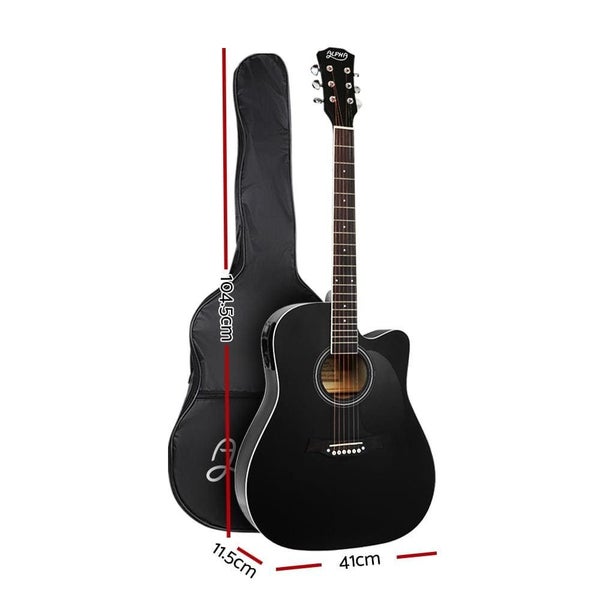 Alpha 41' Inch Electric Acoustic Guitar Wooden Classical Full Size Eq Capo Black63039327805187111