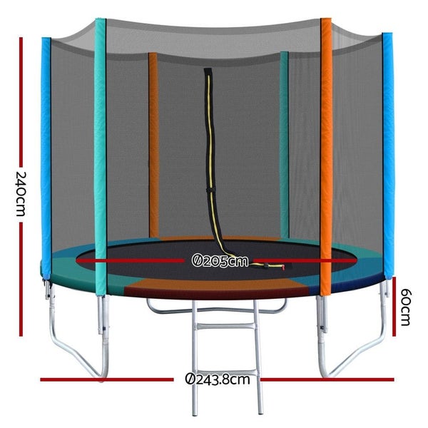 8ft Trampoline Round Trampolines Kids Safety Net Enclosure Pad Outdoor Gift M... Carousel 2