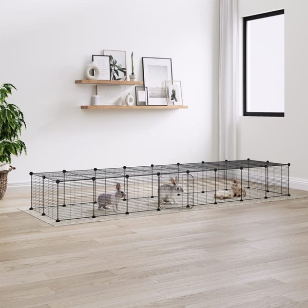 36-panel Pet Cage With Door Black 35x35 Cm Steel Tooablb Carousel 1