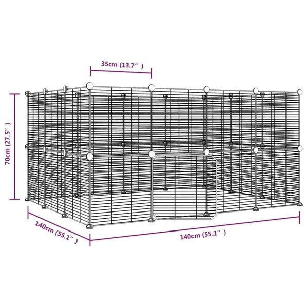28-panel Pet Cage With Door Black 35x35 Cm Steel Tooabaa Carousel 2