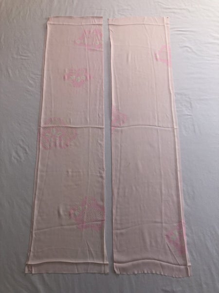 Vintage Pink Japanese Silk Hand Dyed Shibori Fabric Pieces x2 Kimono Panels Carousel 1