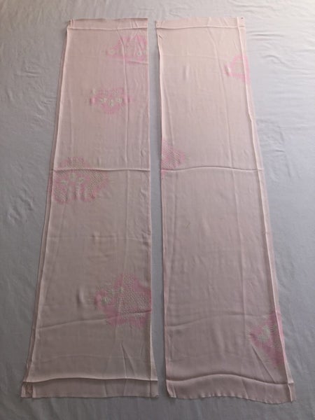 Vintage Pink Japanese Silk Hand Dyed Shibori Fabric Pieces x2 Kimono Panels Carousel 2