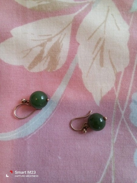 Jade. 10.7. CT gold drop. Earings antique. 14ctgold edwarden. Bar brooch Carousel 1