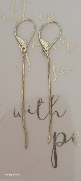 9ct gold dangly earrings Carousel 1