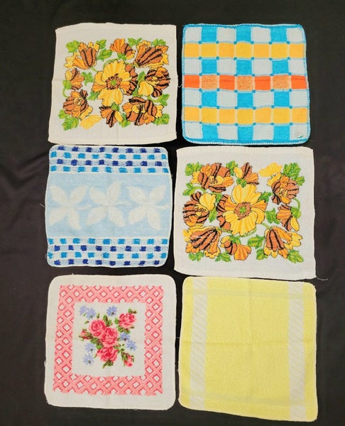 Six Vintage Cotton Face Cloths Face Washers Carousel 5