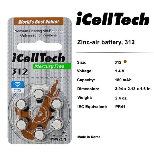 iCellTech 312 Hearing Aid Batteries x 60 Carousel 2