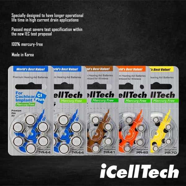 iCellTech 312 Hearing Aid Batteries x 60 Carousel 8