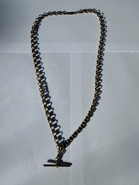 9CT Gold fob chain with T-Bar Carousel 8