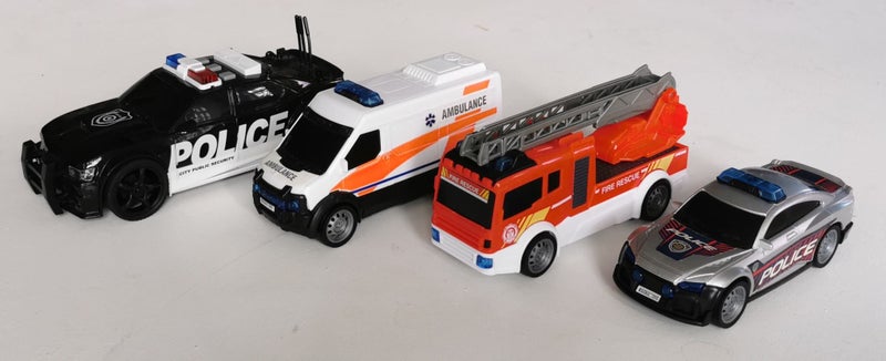 Set of 4 Emergency Vehicles - Fire Truck, Ambulance & Police Cars (B2) Carousel 1