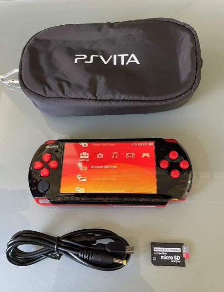 God Of War Edition PSP3000 Black Red PSP in 6.60 PRO-C 64G Cable and Pouch Carousel 1