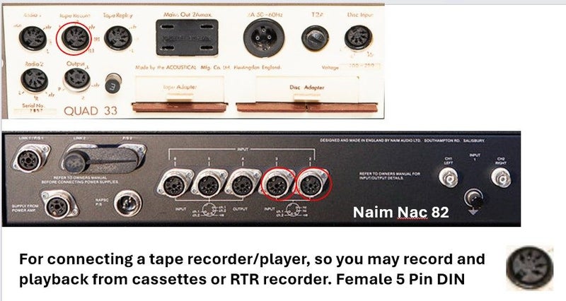 5 Pin male DIN to RCA female adapter cable for Tape interface (Quad, Niam, etc) Carousel 4