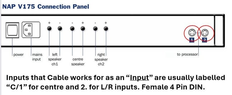 RCA Male input to Quad 303/405 or Naim amps or Quad 33 output to modern Amp Carousel 5
