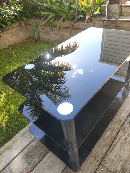 Black Glass 3 tier TV Entertainment Unit Carousel 2