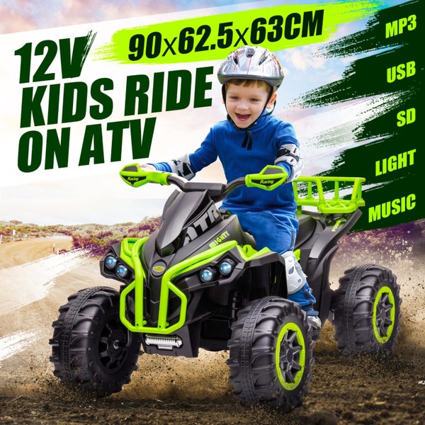 Electric Ride On Car Kids Vehicle Toy ATV Quad Bike 12V Green Carousel 1