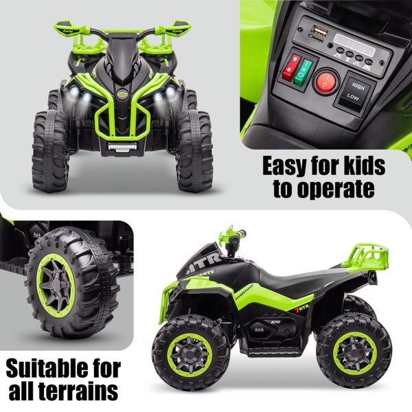 Electric Ride On Car Kids Vehicle Toy ATV Quad Bike 12V Green Carousel 2
