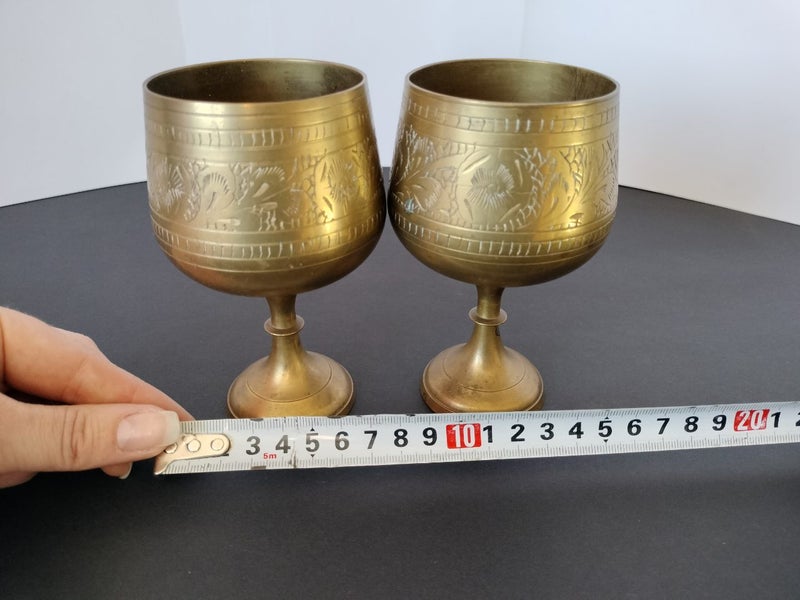 Vintage etched brass goblets Carousel 6