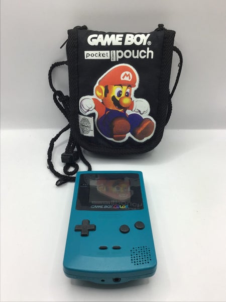* Teal Gameboy Color Console w/ Mario Carry Pouch! * Carousel 1