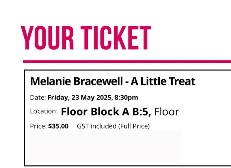 2 x Melanie Bracewell Auckland Tickets Carousel 2