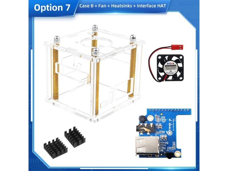 Orange Pi Zero 3 Acrylic Case Transparent Shell Optional Cooling Fan Heatsink Carousel 1