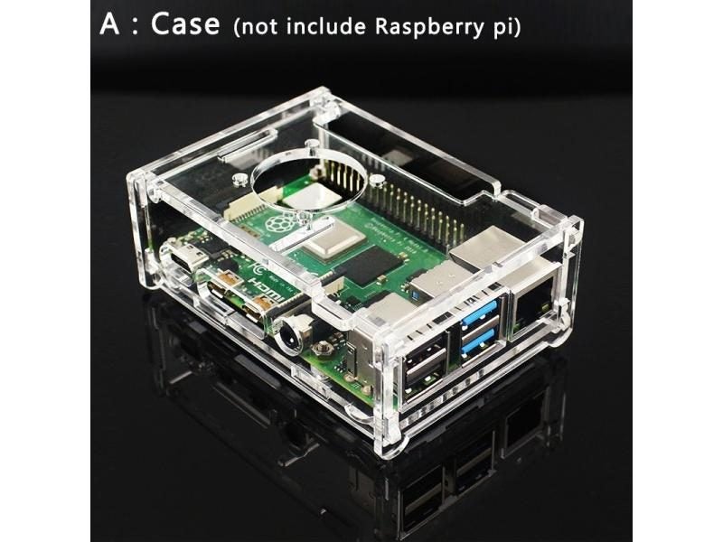 Raspberry Pi 4 Acrylic Case Transparent Box Shell Support CPU Cooling Fan For Carousel 1