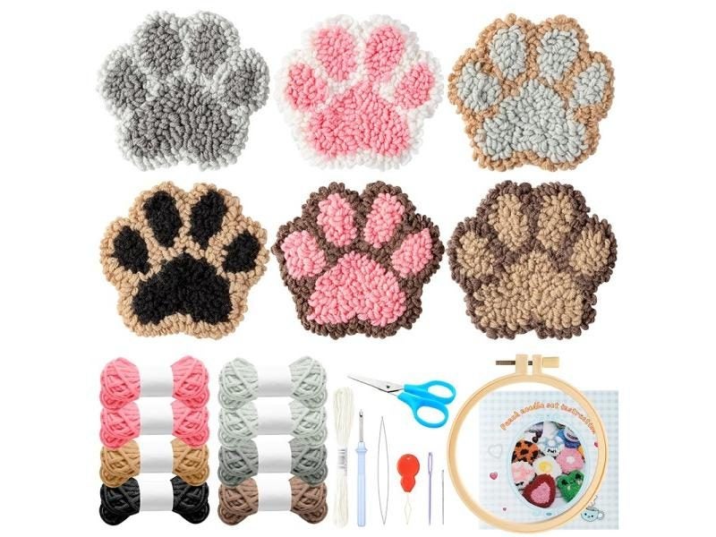 22Pcs Punch Needle Embroidery Kit DIY Stitching Coasters Needlecraft Boho Carousel 1