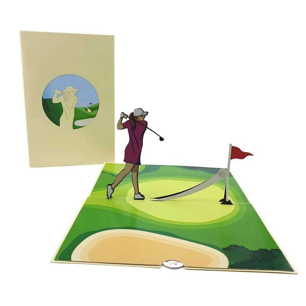 Colorpop Lady Golfer Pop Up Card Carousel 1