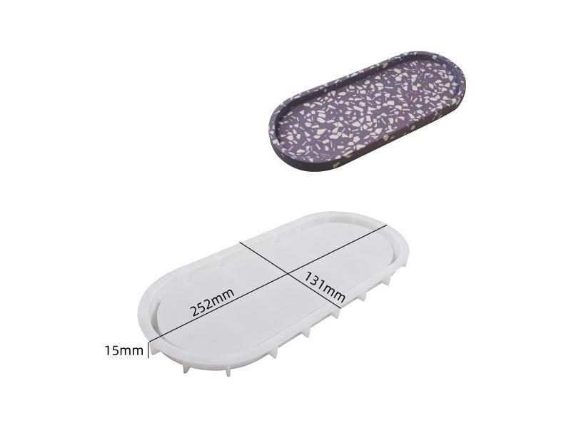 Oval Tray Cement Silicone Mold DIY Jewelry Display Panel Mould Concrete Plaster Carousel 1