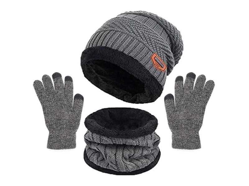 Winter Hat Scarves Gloves 3pcs Warm For Men Women Outdoor Riding Carousel 1