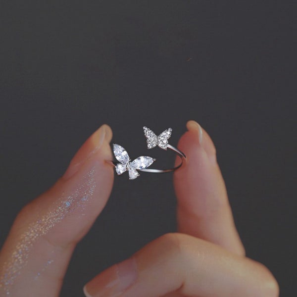 Elegant Double Butterfly Adjustable Ring Carousel 1