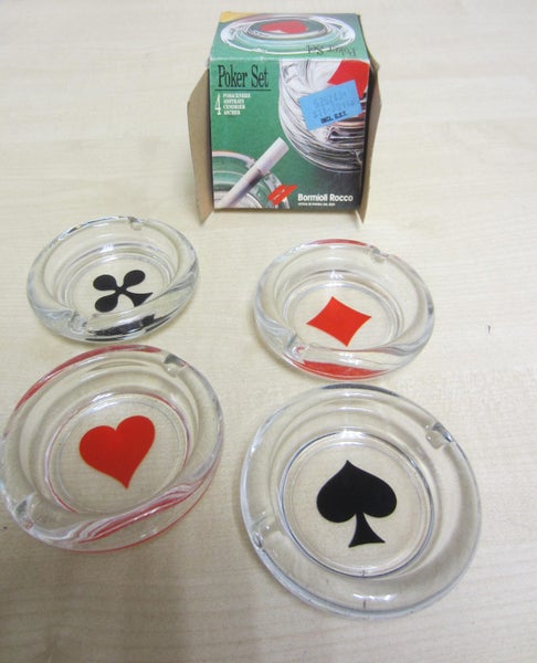 Vintage Bormioli Roco Set of Poker Ashtrays Carousel 1