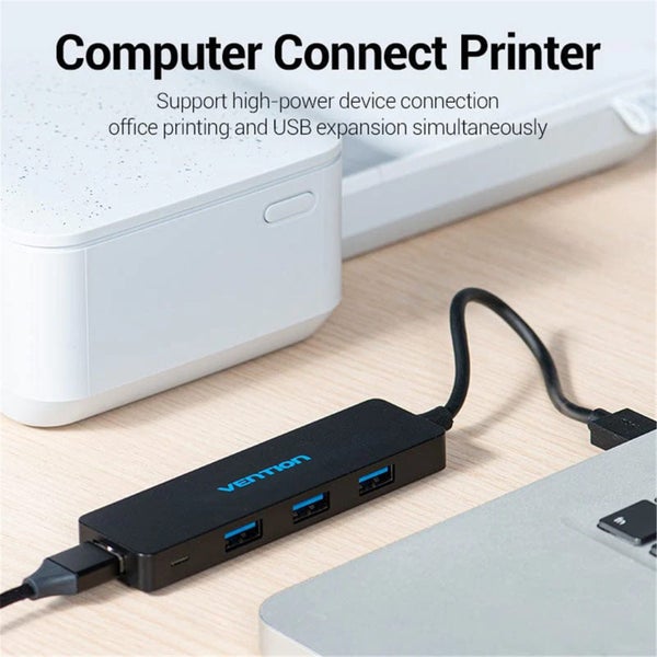 Vention 4-in-1 USB 3.0 Hub - Black 4 Ports USB 3.0 - 0.15m [CHKBB] Carousel 7
