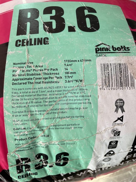 Pinkbatts R3.6 ceiling insulation ×4 Carousel 1