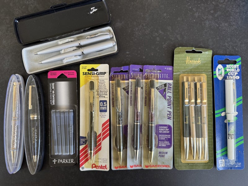 Bulk Lot of Boxed Pens, etc - Harrods, Rugby World Cup, Windsor Castle, etc Carousel 1