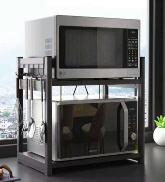 Microwave Rack 2 Tier Black Carousel 1