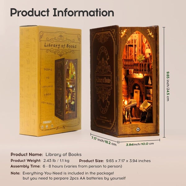 Book Nook Miniature Model Kit- Library of Books62854313957889112