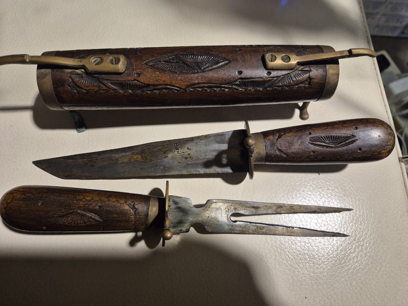 vintage Indian wood carving knife set !!! Carousel 1