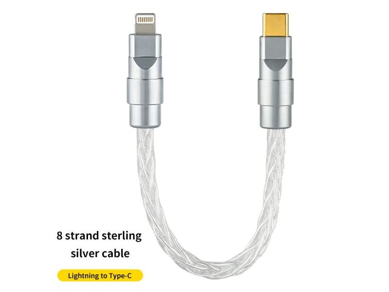 15cm Sterling Silver Lighting HiFi Type C Otg Earphone Audio Cable Dac Cable Carousel 1