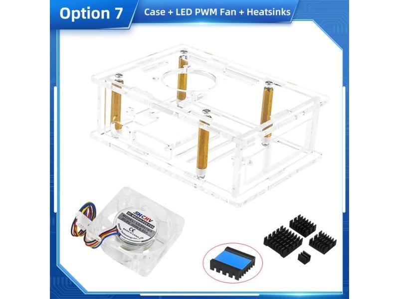 New Raspberry Pi 5 Acrylic Case Transparent Shell Optional Cooling Fan Copper Carousel 1