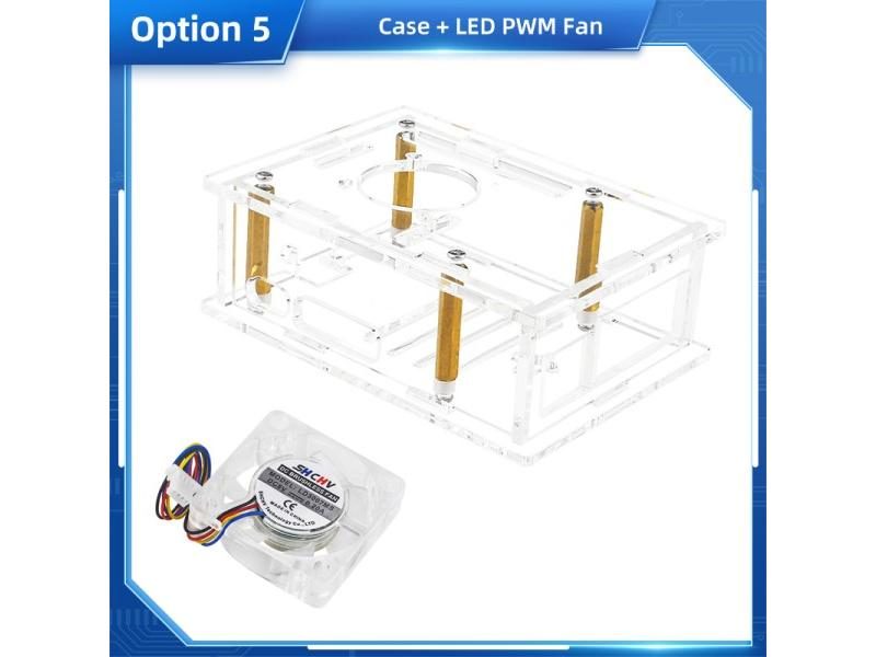 New Raspberry Pi 5 Acrylic Case Transparent Shell Optional Cooling Fan Copper Carousel 1