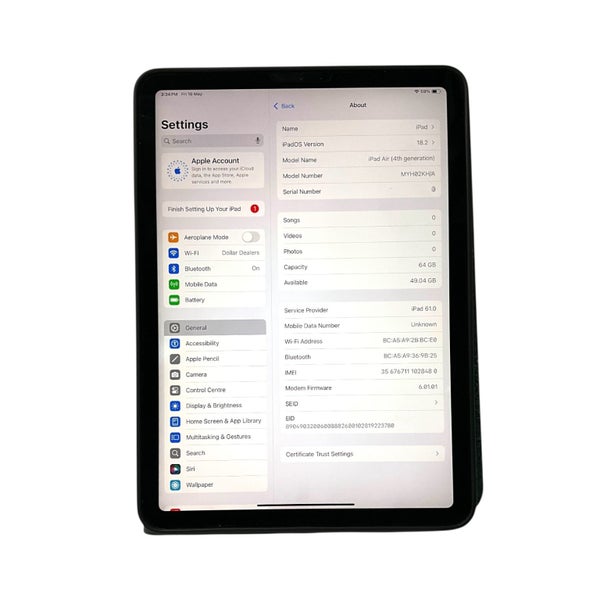 Apple iPad Air 10.9 inch 4th Gen 64GB Wi-Fi + Cellular Light Blue Carousel 2