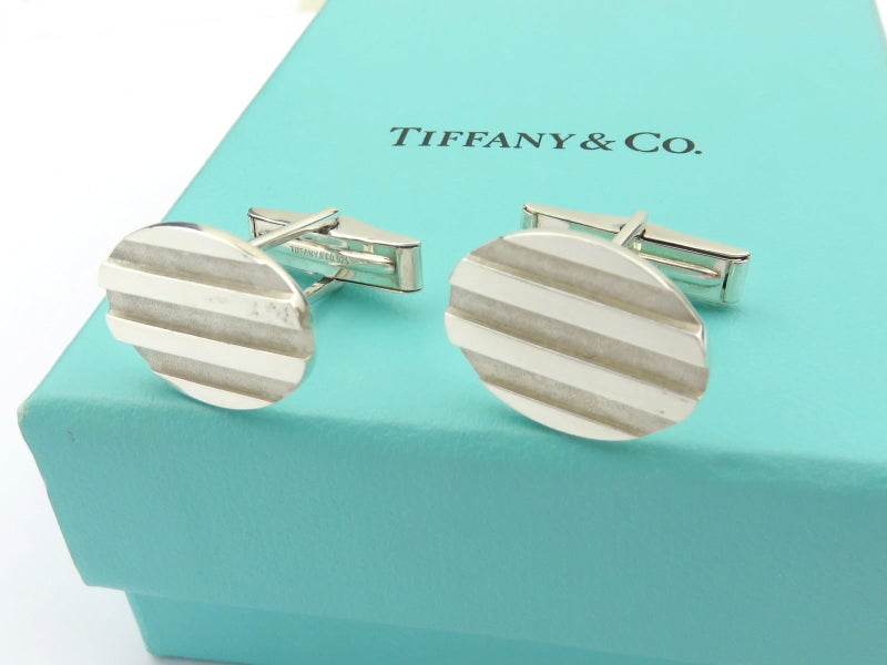 TIFFANY & CO Sterling Silver Oval Cufflinks Carousel 2