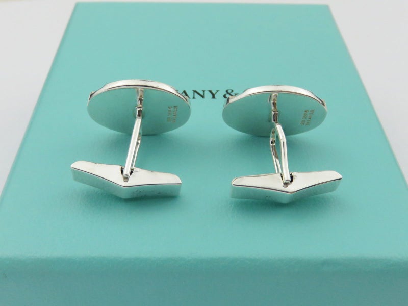 TIFFANY & CO Sterling Silver Oval Cufflinks Carousel 4