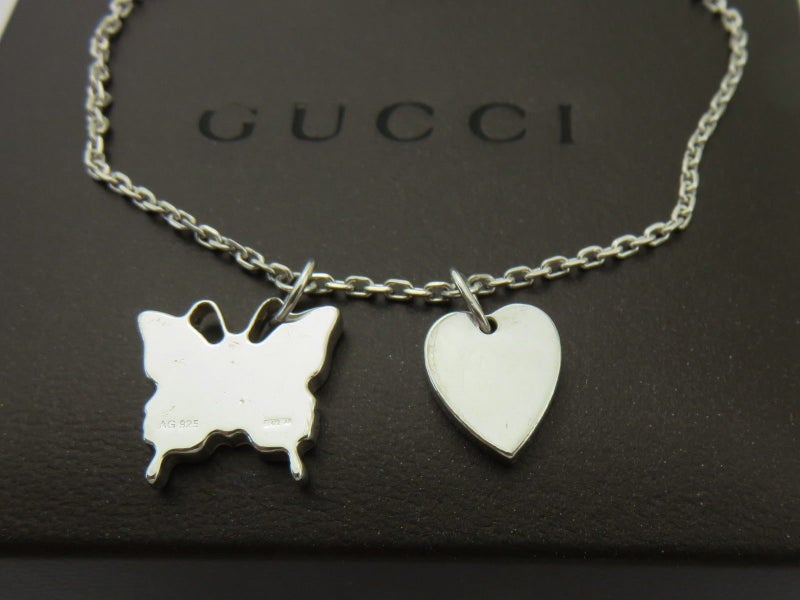 Gucci Sterling Silver Butterfly Heart Tag Bracelet Carousel 3