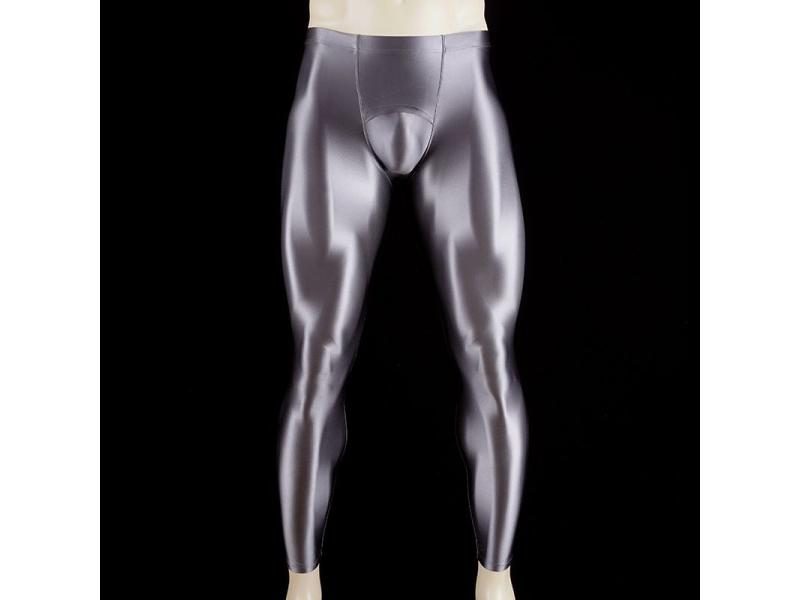 Open Crotch Satin Leggings Man Pants Gym Fitness Tights Black Seamless Carousel 1