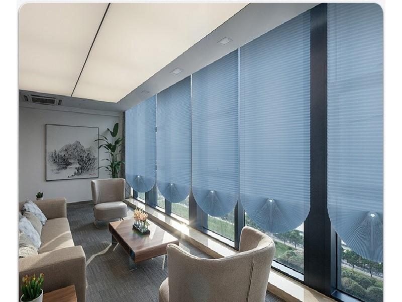Pleated Window Shade Adhesive Blinds Light Blocking Fabric Shade Half Blackout Carousel 1