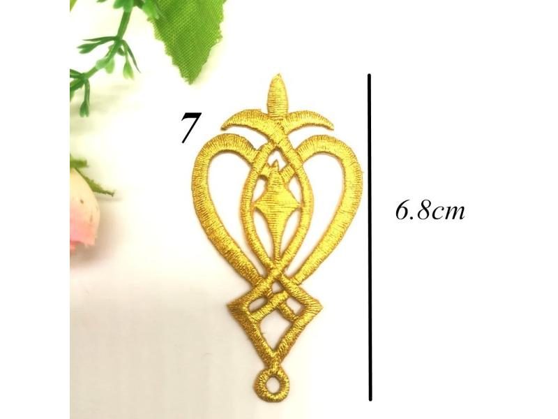 1 Piece Iron On Patches For Cosplay Diy Clothes Gold Embroidery Appliques Trims Carousel 1