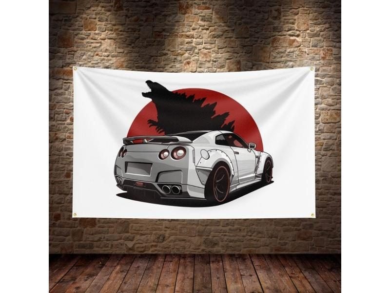 3X5Ft JDM Gtr Flag Polyester Digital Printing Car Banner For Decor Carousel 1