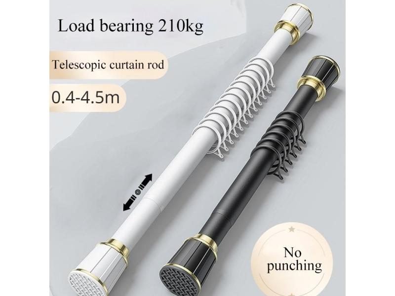 Adjustable Long Metal Curtain Rod Shower Rod No Punching Pole Carousel 1